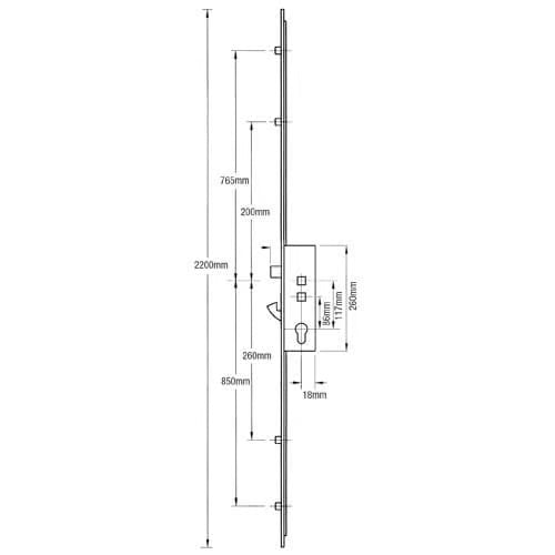 Mantis 1 Latch Hook 4 Rollers Double Spindle Multipoint Door Lock