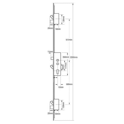 Mantis 1 Latch 3 Hooks 2 Deadbolts Double Spindle Multipoint Door Lock