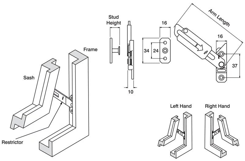 Concealed Window Restrictor 105mm Stainless Steel