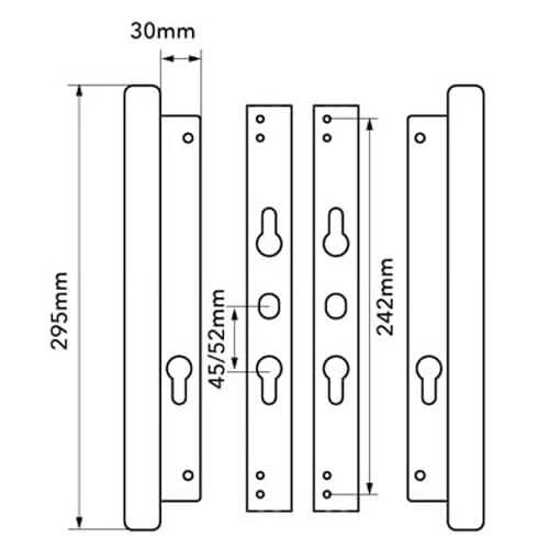 Universal Fullex Handle Set for Patio Doors - 45/52 PZ