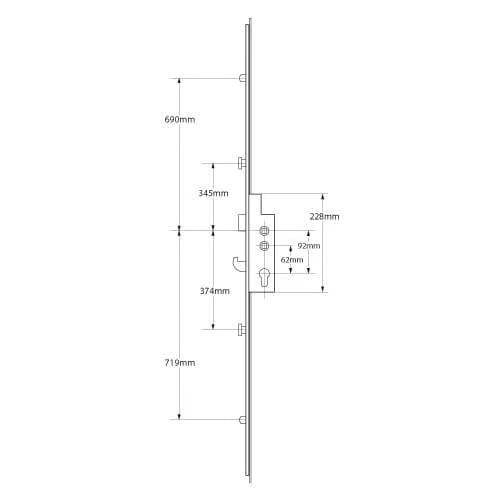 L Latch Hook 2 Rollers 2 Mushrooms Lift Lever or Double Spindle Multipoint Door Lock