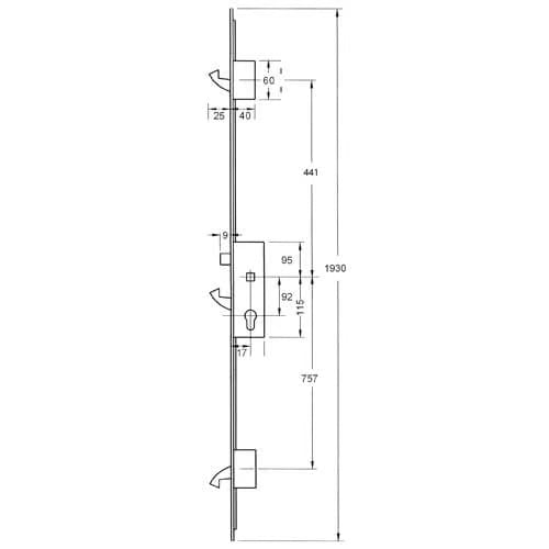 YS170 Latch 3 Hooks Split Spindle Multipoint Door Lock